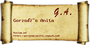 Gorzsás Anita névjegykártya